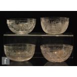 A 19th Century finger bowl, the clear glass engraved with flowering vines with a star cut base,