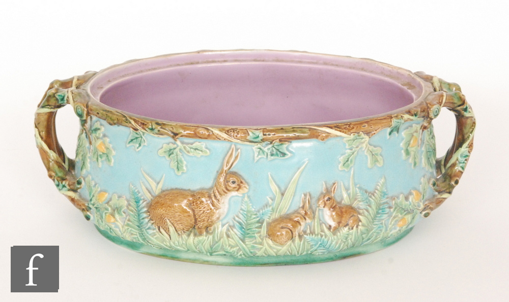 A late 19th Century George Jones majolica game pie tureen base, - Image 2 of 2