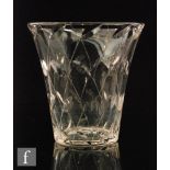 A 1940s John Walsh Walsh cut crystal glass vase by Clyne Farquharson, of flared cylindrical form,