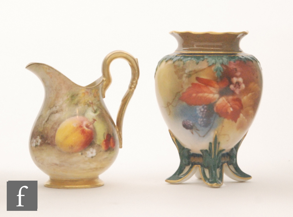 A Royal Worcester Hadley shape 230 vase panel decorated with autumnal foliage and berries, unsigned,