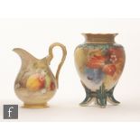 A Royal Worcester Hadley shape 230 vase panel decorated with autumnal foliage and berries, unsigned,