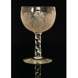 A 19th Century Richardsons clear crystal glass goblet with a large ovoid bowl engraved in the water