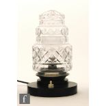 A Royal Brierley cut glass table lamp of stepped cylindrical form,