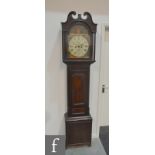 A 19th Century mahogany longcase clock with an eight day movement striking on a bell,