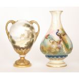 Two pieces of Royal Worcester comprising a shape H285 vase decorated by A.