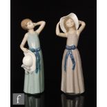 Two Lladro figures, 'Prissy' model 5010 and 'Coy' model 5011, printed marks, height 27cm.