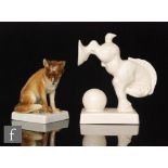 A Goebel model of a fox sat on a square base, printed and impressed mark,