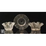 A late 19th Century Stourbridge clear crystal threaded finger bowl of circular form with a tight