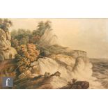 CIRCLE OF WILLIAM PAYNE (1760-1830) - Figures on a coastal path, watercolour, framed,