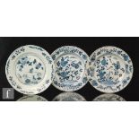 A collection of Chinese Qianlong (1736-1795) period export porcelain blue and white dishes,
