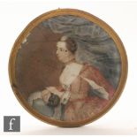 FRENCH SCHOOL (LATE 18TH CENTURY) - A beauty unmasked, enamel on a concave ceramic dish,