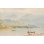 AARON EDWIN PENLEY (1807-1870) - Figures on the shore of a lake,