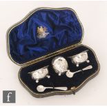 A Victorian cased hallmarked silver condiment set,