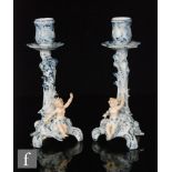 A pair of early 20th Century continental candlesticks, probably German,