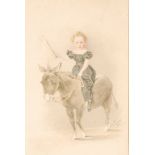 AFTER THOMAS WOOLNOTH - Study of a little boy riding a donkey, watercolour, unframed,