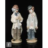 Two Lladro clown figures, 'Circus Sam' model 5472 and 'Sad Sax' model 5471, printed marks,