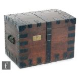 A late 19th to early 20th Century metal bound oak silver chest,