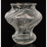 An early 20th Century Stevens & Williams clear crystal posy vase of double gourd form with wrythen