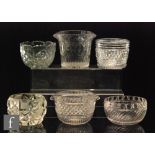 A group of six 19th Century clear cut glass finger bowls and rinsers,