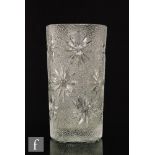 A 1950s Czechoslovakian clear glass vase of cylindrical form,