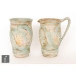 Two pieces of 1930s/1940s Bourne Denby Danesby ware comprising a flower jug and a flared vase,