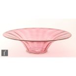 A 1930s Whitefriars glass threaded bowl designed by Barnaby Powell, pattern 8266,