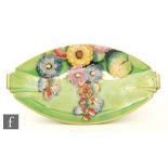 Carlton Ware - A 1930s Art Deco Aztec shape dish decorated in the Hollyhocks pattern,