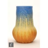 Ruskin Pottery - A crystalline vase of swollen ovoid form with tall collar neck decorated in a