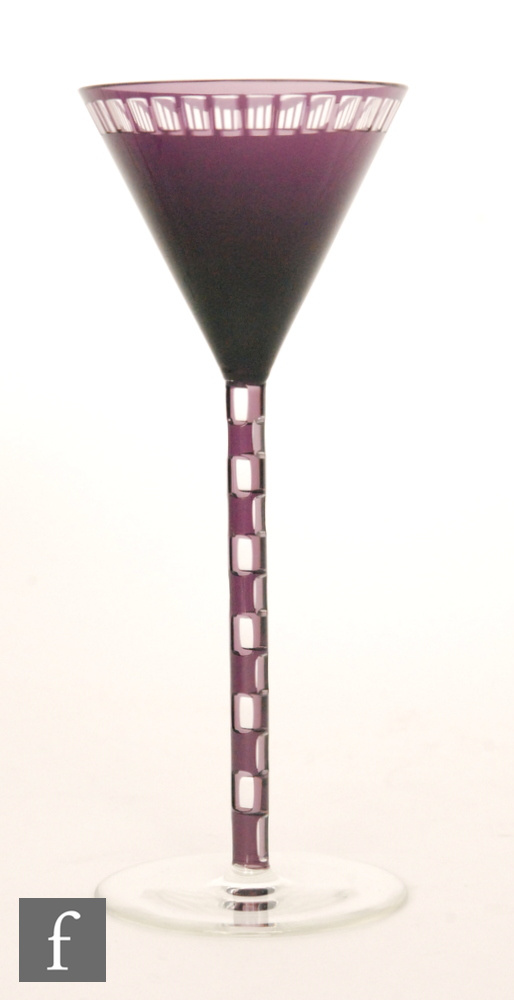 Otto Prutscher - Meyr's Neffe - A stemmed wine glass circa 1906 with a circular spread foot below