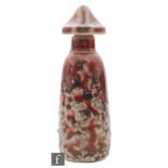 Ruskin Pottery - A small high fired pagoda topped scent bottle of tapering cylindrical form