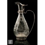 Christofle - A late 19th Century continental clear crystal glass claret jug of footed tapered form