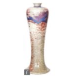 Ruskin Pottery - A high fired Mei Ping vase decorated with a sang de boeuf glaze with lavender and