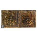 Unknown - A collection of Art Nouveau embossed majolica tiles, circa 1900,