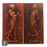 Mintons- A pair of late 19th Century tiles, each intaglio moulded,