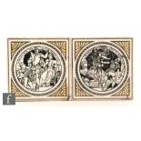 Mintons - A group of nine 'Shakespeare Series' tiles, designed by John Moyr Smith, circa 1880,