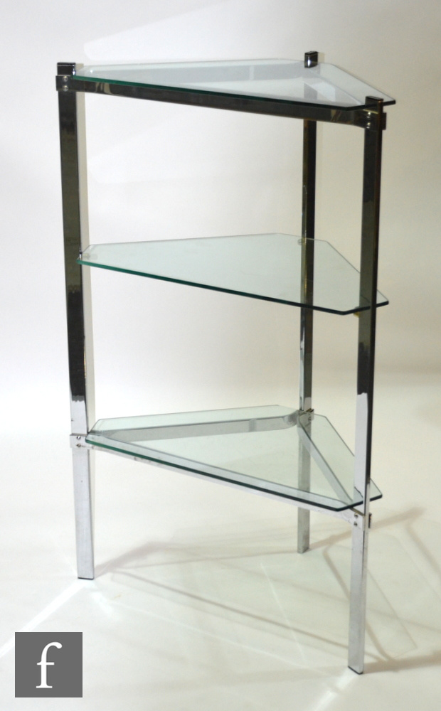 Richard Young for Merrow Associates - A three-tier corner unit with triangular glass shelves to the