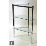 Richard Young for Merrow Associates - A three-tier corner unit with triangular glass shelves to the