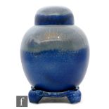 Ruskin Pottery - A large crystalline glaze ginger jar and stand,