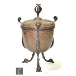 Unknown - A copper and wrought iron log bin,