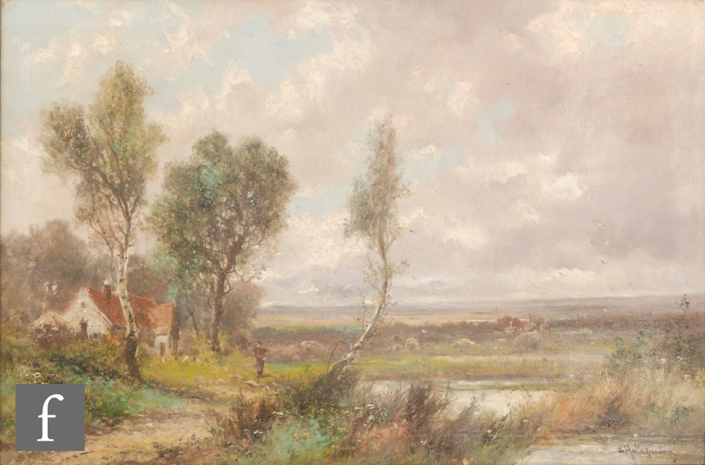 ABRAHAM HULK, JUNIOR (1851-1922) - A cottage on the heath, oil on canvas, signed, framed,