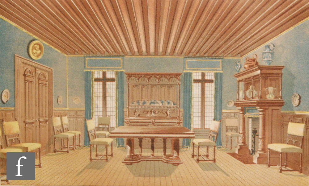 FRENCH SCHOOL (LATE 19TH CENTURY) - Design for a refectory interior, chromolithograph,