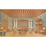 FRENCH SCHOOL (LATE 19TH CENTURY) - Design for a refectory interior, chromolithograph,