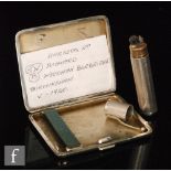 A hallmarked silver rectangular cigarette case with engine turned decoration, length 8.