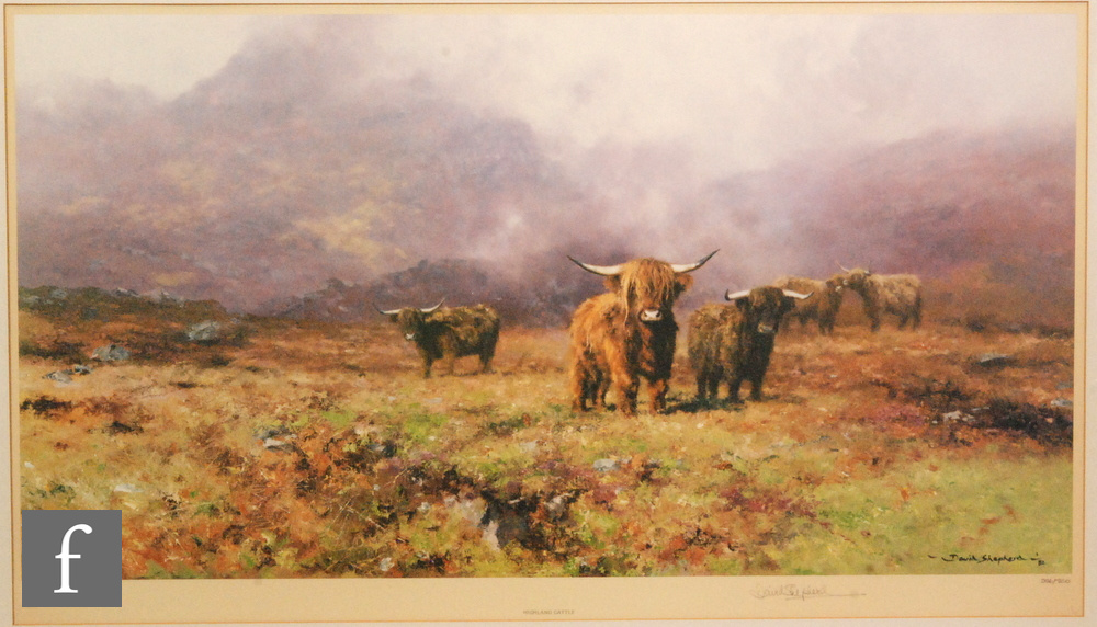 DAVID SHEPHERD,OBE (1931-2017) - 'Highland Cattle', photographic reproduction,