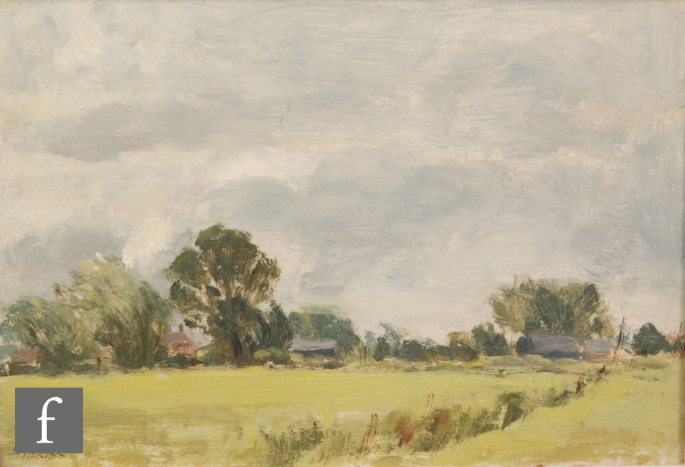 PERCY HIPKISS, RBSA (1912-1995) - Somerset Farmland, oil on board, signed, titled on label verso, - Image 5 of 5