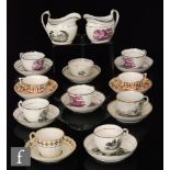 A collection of assorted 19th Century teacups and saucers and cream jugs,