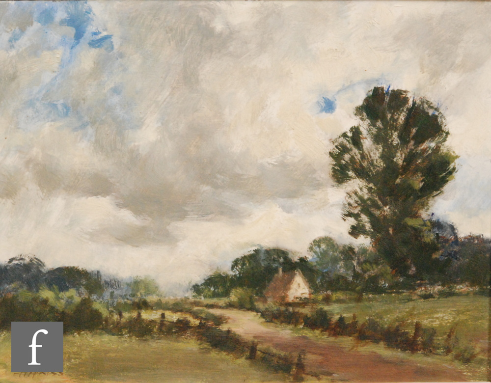 PERCY HIPKISS, RBSA (1912-1995) - Somerset Farmland, oil on board, signed, titled on label verso, - Image 3 of 5