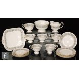 A 1930s part Shelley Gainsborough shape teaset comprising six cups, six saucers, six side plates,