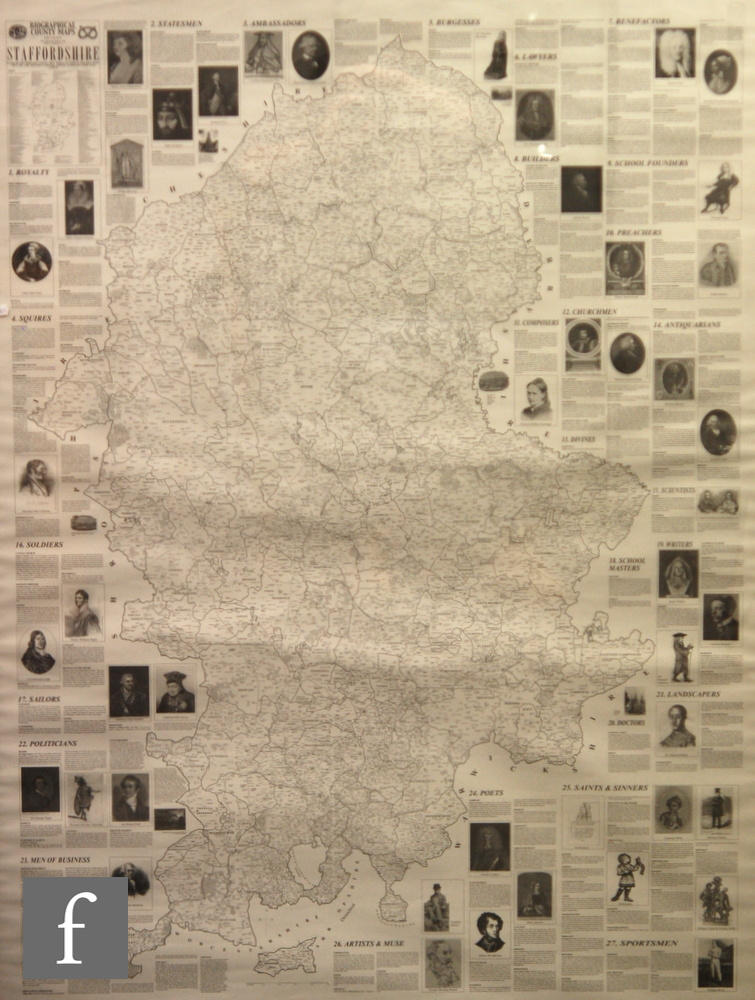 A contemporary biographical county map of Staffordshire,