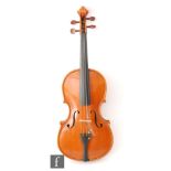 A 20th Century viola by Robert Leslie Halliday (Solihull maker), of rich orange/brown colour,